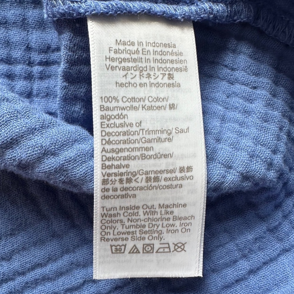 J.Crew Gauze Cotton Peasant Blouse Top XS Blue Boho Coastal Chic Euro Summer - Picture 8 of 9